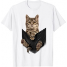 Brown Cat Sits in Pocket T-Shirt Cats Tee Shirt Gifts 